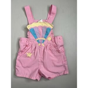 Vintage 1980s Joyeux Gamins Pink Overalls Stars Kids Size 3T